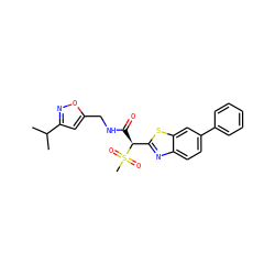 CC(C)c1cc(CNC(=O)[C@@H](c2nc3ccc(-c4ccccc4)cc3s2)S(C)(=O)=O)on1 ZINC000145501292