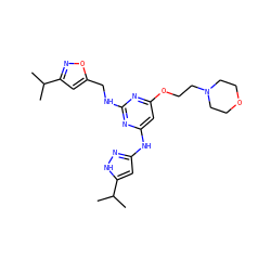 CC(C)c1cc(CNc2nc(Nc3cc(C(C)C)[nH]n3)cc(OCCN3CCOCC3)n2)on1 ZINC000149887765
