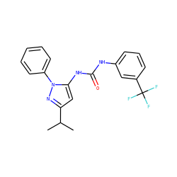 CC(C)c1cc(NC(=O)Nc2cccc(C(F)(F)F)c2)n(-c2ccccc2)n1 ZINC000096273822