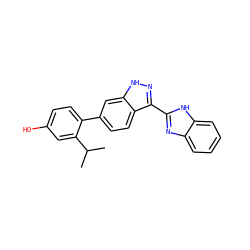 CC(C)c1cc(O)ccc1-c1ccc2c(-c3nc4ccccc4[nH]3)n[nH]c2c1 ZINC001772581924