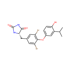 CC(C)c1cc(Oc2c(Br)cc(C[C@@H]3NC(=O)NC3=O)cc2Br)ccc1O ZINC000029123945