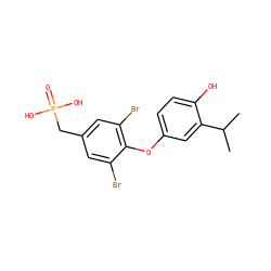 CC(C)c1cc(Oc2c(Br)cc(CP(=O)(O)O)cc2Br)ccc1O ZINC000042888227