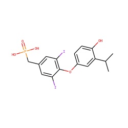 CC(C)c1cc(Oc2c(I)cc(CP(=O)(O)O)cc2I)ccc1O ZINC000042850939