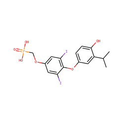 CC(C)c1cc(Oc2c(I)cc(OCP(=O)(O)O)cc2I)ccc1O ZINC000044361285