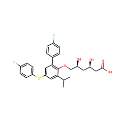 CC(C)c1cc(Sc2ccc(F)cc2)cc(-c2ccc(F)cc2)c1OC[C@@H](O)C[C@@H](O)CC(=O)O ZINC000001544803