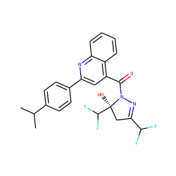 CC(C)c1ccc(-c2cc(C(=O)N3N=C(C(F)F)C[C@@]3(O)C(F)F)c3ccccc3n2)cc1 ZINC000008455326