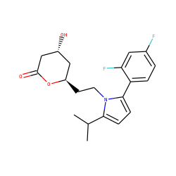 CC(C)c1ccc(-c2ccc(F)cc2F)n1CC[C@@H]1C[C@@H](O)CC(=O)O1 ZINC000026835346