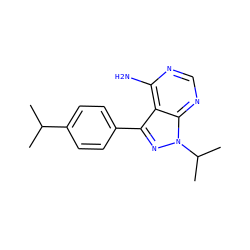 CC(C)c1ccc(-c2nn(C(C)C)c3ncnc(N)c23)cc1 ZINC000071294397