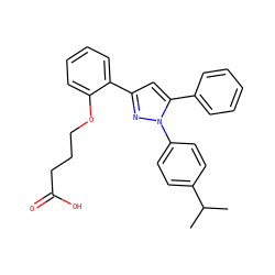 CC(C)c1ccc(-n2nc(-c3ccccc3OCCCC(=O)O)cc2-c2ccccc2)cc1 ZINC000095590973