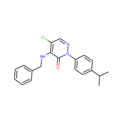 CC(C)c1ccc(-n2ncc(Cl)c(NCc3ccccc3)c2=O)cc1 ZINC000066166469