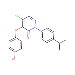 CC(C)c1ccc(-n2ncc(Cl)c(Oc3ccc(O)cc3)c2=O)cc1 ZINC000095560721