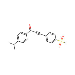 CC(C)c1ccc(C(=O)C#Cc2ccc(S(C)(=O)=O)cc2)cc1 ZINC000013683330