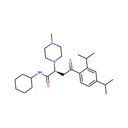 CC(C)c1ccc(C(=O)C[C@@H](C(=O)NC2CCCCC2)N2CCN(C)CC2)c(C(C)C)c1 ZINC000169333840