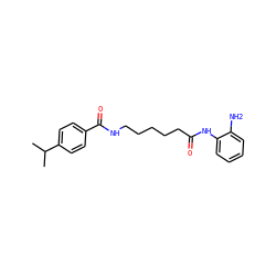 CC(C)c1ccc(C(=O)NCCCCCC(=O)Nc2ccccc2N)cc1 ZINC000117586695