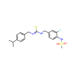 CC(C)c1ccc(C/N=C(\S)NCc2ccc(NS(C)(=O)=O)c(F)c2)cc1 ZINC000013672910