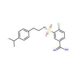 CC(C)c1ccc(CCNS(=O)(=O)c2cc(C(=N)N)ccc2Cl)cc1 ZINC000040848170