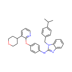 CC(C)c1ccc(Cn2c(Nc3ccc(Oc4ncccc4C4CCOCC4)cc3)nc3ccccc32)cc1 ZINC000169133698
