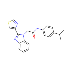 CC(C)c1ccc(NC(=O)Cn2c(-c3cscn3)nc3ccccc32)cc1 ZINC000003324298
