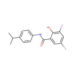 CC(C)c1ccc(NC(=O)c2cc(I)cc(I)c2O)cc1 ZINC000072108516