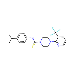 CC(C)c1ccc(NC(=S)N2CCN(c3ncccc3C(F)(F)F)CC2)cc1 ZINC000013553800