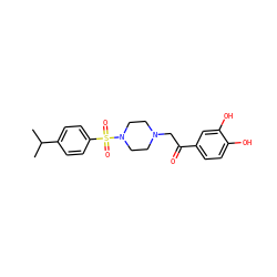 CC(C)c1ccc(S(=O)(=O)N2CCN(CC(=O)c3ccc(O)c(O)c3)CC2)cc1 ZINC000036227753