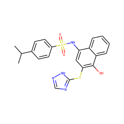 CC(C)c1ccc(S(=O)(=O)Nc2cc(Sc3ncn[nH]3)c(O)c3ccccc23)cc1 ZINC000002685397