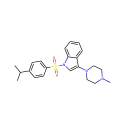 CC(C)c1ccc(S(=O)(=O)n2cc(N3CCN(C)CC3)c3ccccc32)cc1 ZINC000066264086