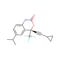 CC(C)c1ccc2c(c1)[C@@](C#CC1CC1)(C(F)(F)F)OC(=O)N2 ZINC000005963423