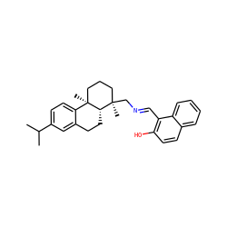 CC(C)c1ccc2c(c1)CC[C@@H]1[C@]2(C)CCC[C@@]1(C)C/N=C/c1c(O)ccc2ccccc12 ZINC000299820026