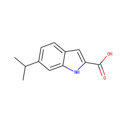 CC(C)c1ccc2cc(C(=O)O)[nH]c2c1 ZINC000003748675
