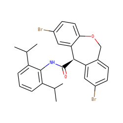 CC(C)c1cccc(C(C)C)c1NC(=O)[C@@H]1c2cc(Br)ccc2COc2ccc(Br)cc21 ZINC000027882893