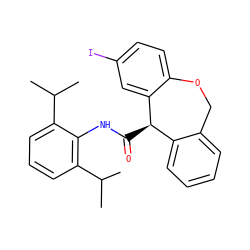 CC(C)c1cccc(C(C)C)c1NC(=O)[C@@H]1c2ccccc2COc2ccc(I)cc21 ZINC000013735220