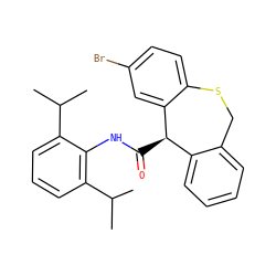 CC(C)c1cccc(C(C)C)c1NC(=O)[C@@H]1c2ccccc2CSc2ccc(Br)cc21 ZINC000013735302