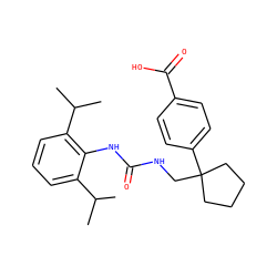 CC(C)c1cccc(C(C)C)c1NC(=O)NCC1(c2ccc(C(=O)O)cc2)CCCC1 ZINC000013736849