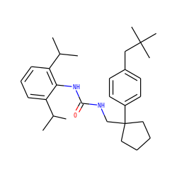 CC(C)c1cccc(C(C)C)c1NC(=O)NCC1(c2ccc(CC(C)(C)C)cc2)CCCC1 ZINC000013736810