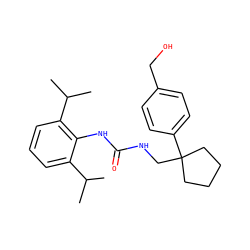 CC(C)c1cccc(C(C)C)c1NC(=O)NCC1(c2ccc(CO)cc2)CCCC1 ZINC000013736853