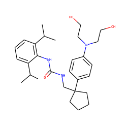 CC(C)c1cccc(C(C)C)c1NC(=O)NCC1(c2ccc(N(CCO)CCO)cc2)CCCC1 ZINC000013736840