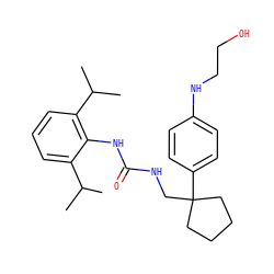 CC(C)c1cccc(C(C)C)c1NC(=O)NCC1(c2ccc(NCCO)cc2)CCCC1 ZINC000013736838
