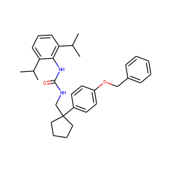 CC(C)c1cccc(C(C)C)c1NC(=O)NCC1(c2ccc(OCc3ccccc3)cc2)CCCC1 ZINC000013736822