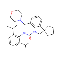 CC(C)c1cccc(C(C)C)c1NC(=O)NCC1(c2cccc(CN3CCOCC3)c2)CCCC1 ZINC000013736880