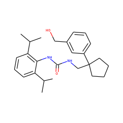 CC(C)c1cccc(C(C)C)c1NC(=O)NCC1(c2cccc(CO)c2)CCCC1 ZINC000013736851