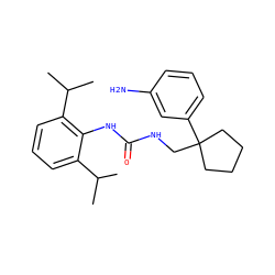 CC(C)c1cccc(C(C)C)c1NC(=O)NCC1(c2cccc(N)c2)CCCC1 ZINC000013736832