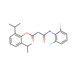 CC(C)c1cccc(C(C)C)c1OC(=O)CC(=O)Nc1c(F)cccc1F ZINC000027767950