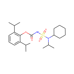 CC(C)c1cccc(C(C)C)c1OC(=O)NS(=O)(=O)N(C(C)C)C1CCCCC1 ZINC000013747454
