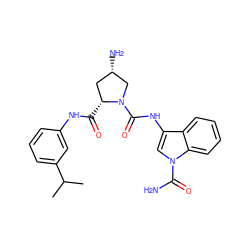 CC(C)c1cccc(NC(=O)[C@@H]2C[C@H](N)CN2C(=O)Nc2cn(C(N)=O)c3ccccc23)c1 ZINC000205038708