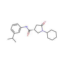 CC(C)c1cccc(NC(=O)[C@@H]2CC(=O)N(C3CCCCC3)C2)c1 ZINC000036159863