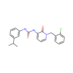 CC(C)c1cccc(NC(=O)Nc2cccn(Cc3ccccc3Cl)c2=O)c1 ZINC000064526604