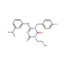 CC(C)c1cccc(Nc2nc(=O)n(CCO)c(=O)n2Cc2ccc(Cl)cc2)c1 ZINC000200515866