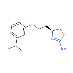 CC(C)c1cccc(OCC[C@H]2COC(N)=N2)c1 ZINC000117250794