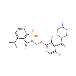 CC(C)c1cccc2c1C(=O)N(COc1ccc(Cl)c(C(=O)N3CCN(C)CC3)c1Cl)S2(=O)=O ZINC000026961501